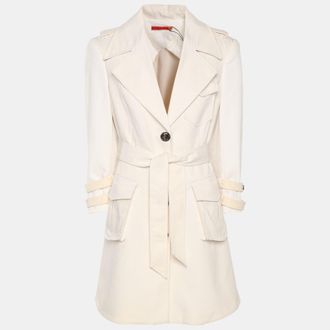 Alice & Olivia Alice + Olivia Cream Cotton Belted Coat L
