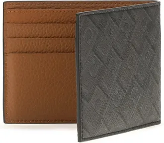 Ferragamo Mens Leather Bifold Wallet With Gancini Pattern Grey Patterned Dark Calf Bos Taurus