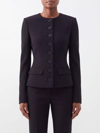 Dolce & Gabbana Blazer corto monopetto in lana slim fit con scollo a girocollo