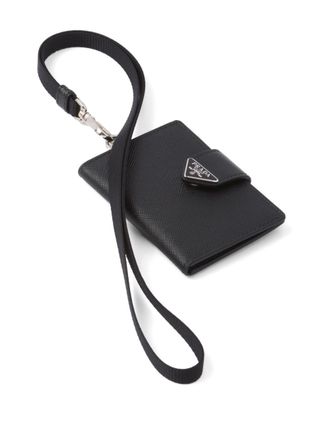 Prada Saffiano and leather card holder - Black