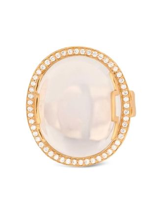 Goshwara 18K yellow gold Rock N Roll diamond and moon quartz ring - women - 18kt Yellow Gold/Diamond/Moon Stone - 6 1/2