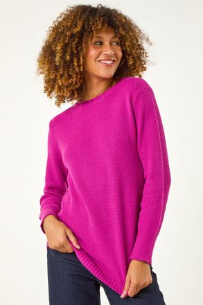 Roman Textured Curved Hem Jumper