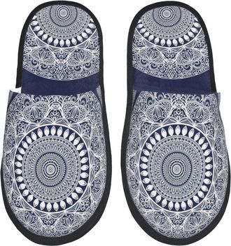Generic Comfortable House Shoes Blue Mandala House Slipper Breathable Womens Slippers for Bedroom Winter Indoor L
