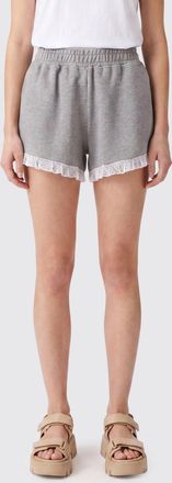 Ganni Pantaloncini a vita alta in cotone organico con inserti in pizzo