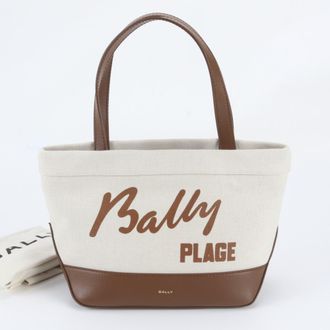 Bally Leather Canvas Handbag Shoulder Bag Tote Bag (Pre-Owned)