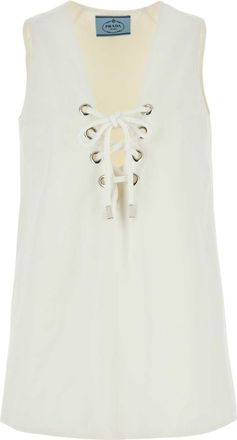 Prada Womens White Cotton Mini Dress - Ivory - Size EU 38 (Womens)