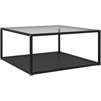 vidaXL Mesa De Centro Vidrio Templado Transparente Y Negro 80x80x35 Cm Vidaxl
