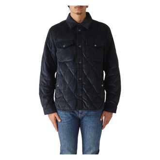 Woolrich Jassen, Heren, Blauw, L, Katoen, Corduroy Alaskan Shirt Jacket
