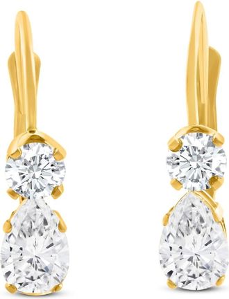 Pompeii3 1Ct TW Pear Shape Diamond Leverback Hoops Womens Earrings 14k Gold 1/2 Tall