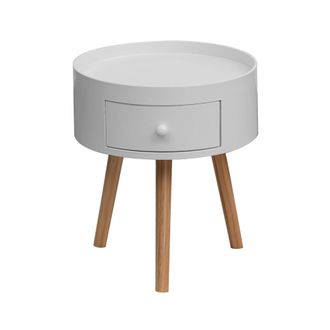 Mobili Rebecca Mobili Rebecca - Rebecca Mobili Mesita De Noche De 1 Caj&oacute;n Redonda De Madera Blanca Mesa Auxiliar Moderna Dormitorio