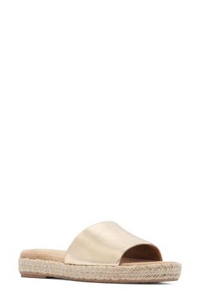 FRANKiE4 Lucia Espadrille Platform Slide Sandal in Gold Tumbled at Nordstrom, Size 7.5