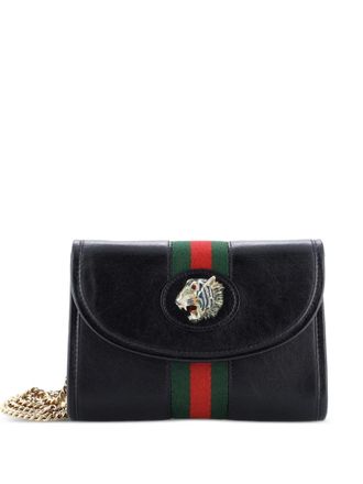 Gucci Rajah Web Chain Shoulder Bag Leather Mini crossbody bag - Black