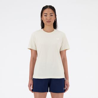 New Balance T-Shirt NEW BALANCE SPORT ESSENTIALS JERSEY T-SHIRT, Damen, Gr. XXL, linen (106), Obermaterial: 100% Baumwolle, normal, Rundhals, Shirts T-Shirt, Kurz