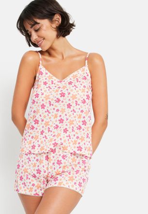 Lascana Shorty LSCN BY LASCANA, Damen, Gr. 32/34, wei&szlig;, orange, rot, gebl&uuml;mt, Single Jersey, Obermaterial: 50% Baumwolle, 50% Viskose, gebl&uuml;mt, schmal h&uuml;ftlan