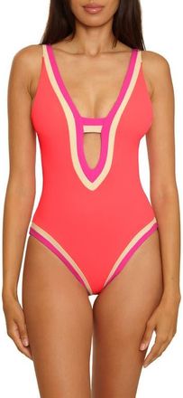BECCA by Rebecca Virtue Coast Line Plunge One-Piece Swimsuit in Caliente at Nordstrom, Size Medium