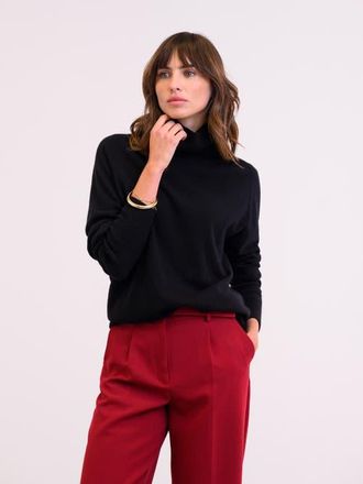 Celtic & Co. Geelong Wool Slouch Turtleneck Sweater in Black at Nordstrom, Size X-Small