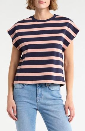 Daniel Rainn Stripe Cap Sleeve Top in Navy/Pink at Nordstrom Rack, Size X-Large
