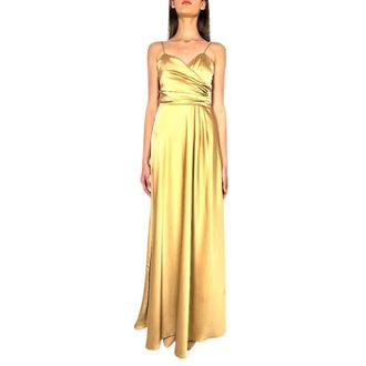 Nenette Altra Maxi Jurk - Dames - Avondkleed - Geel - L - Polyester - Kleedjes