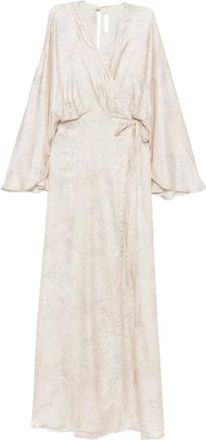 Golden Goose Lange wikkeljurk van jacquard - Dames - Avondkleed - Wit - S - Kleedjes