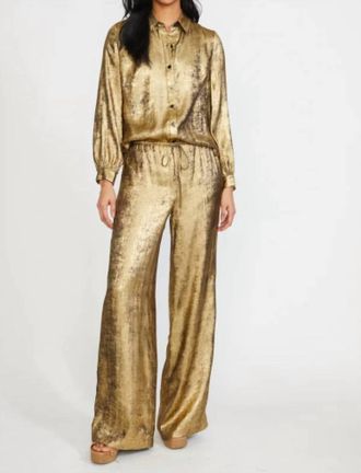 Stellah Wide Leg Rush Pant In Gold