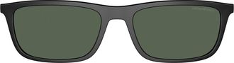 Emporio Armani 55mm Rectangular Sunglasses in Matte Black /Dark Green at Nordstrom
