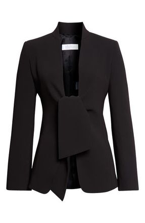 Max Mara Palo Tie Front Cady Blazer in Black at Nordstrom, Size 12