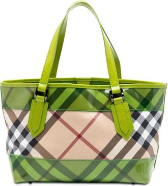 Burberry Pre-owned Burberry Patent Trimmed Supernova Check Coated Canvas Tote Ladies JJ33NUN6RI8G4NZA