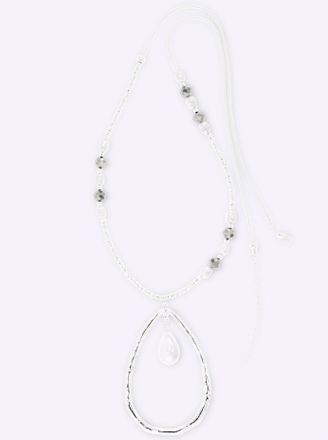 Casual Looks Kette mit Anh&auml;nger CASUAL LOOKS, Damen, Gr. N-Groesse, Glas Kunststoff Metall, silber (silberfarben), Glas, Kunststoff, Metall, Halsketten Kette mit A