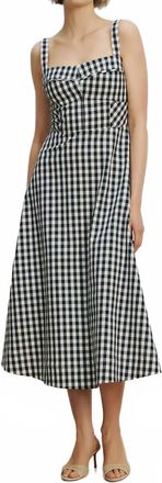 Veronica Beard Aila Midi Dress In Gingham Navy/dove