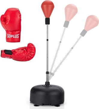 Costway Saco De Boxeo Set De 140-158 Cm De Altura Ajustable Saco De Boxeo Con Guantes De Boxeo Para Hogar Ejercicio Para N&ntilde;os Y Aulto - Costway