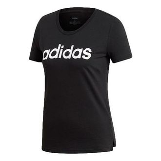 adidas (WMNS) adidas Brush Effect Logo Graphic T-Shirt Asia Sizing Black White EI4569
