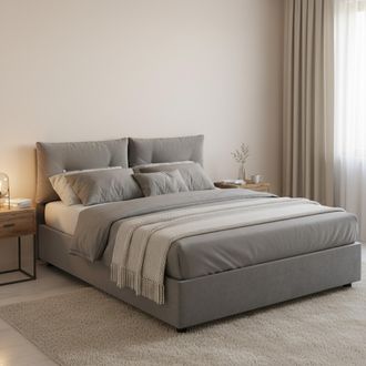 Dmora Dmora - Cama De Plaza Y Media Djankt, Cama Contenedor Con Revestimiento De Tela, 100% Made In Italy, Apertura Frontal, Adecuado Para Colch&oacute;n Cm 120x19