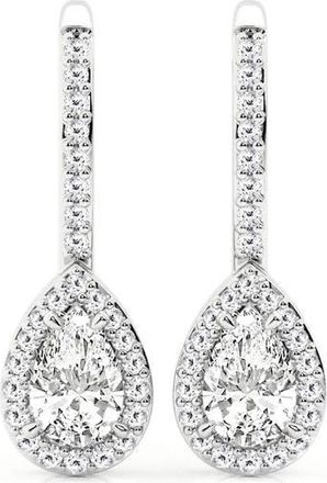 Grown Brilliance 1 Carat Lab Grown Diamond Pear Drop Earrings in 14K White Gold, Lever Back Clasp, F Color, VS Clarity