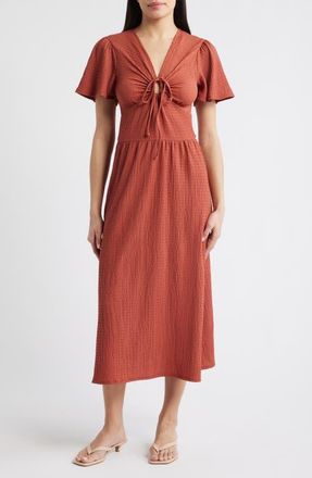 Loveappella Keyhole Midi Dress in Marsala at Nordstrom, Size X-Small