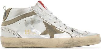 Golden Goose Mid Star Laminated Upper And Spur Suede Star And Wave