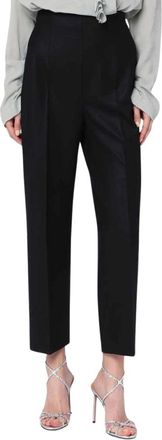 Alberta Ferretti Zwarte Wollen Blend Broek - Dames - Vrijetijds broeken - Zwart - S - Wol - Broeken