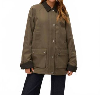 Vero Moda Corduroy Detail Barn Jacket In Olive