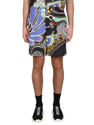 Moschino Psychedelic Print Silk Bermuda Shorts - Multicolor