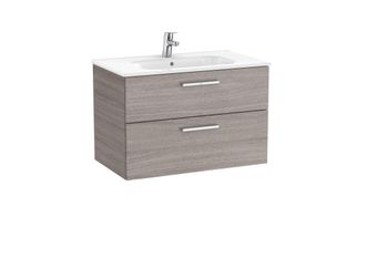 Roca Unik - Mueble Base 2 Cajones + Lavabo - Roca Color: Roble City Texturizado - Medidas: 805x453x515 Mm