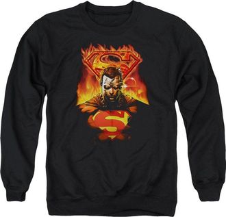 Gildan Superman Man On Fire Adult Crewneck Sweatshirt