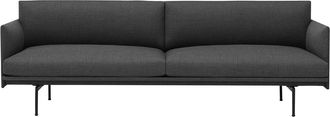 MUUTO Outline Sofa 3-Sitzer, dunkelgrau (Remix 163) / schwarz