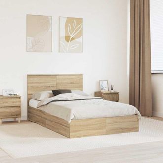 vidaXL vidaXL Letto con Contenitore con testiera Rovere Sonoma 120 x 200 cm