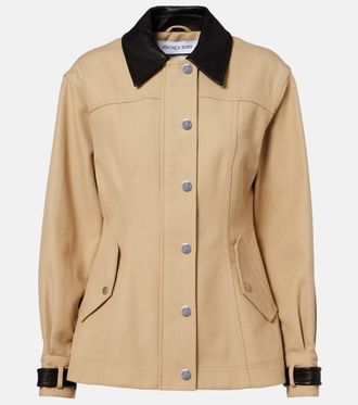 Veronica Beard Talla leather-trimmed cotton blouson jacket