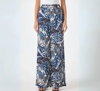 Trina Turk Womens Tavia Satin Wide-Leg Pant In Blue