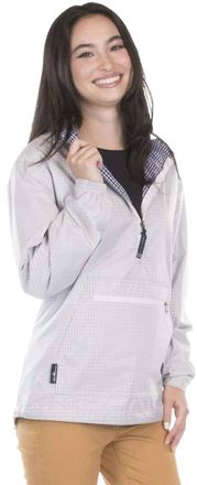 Charles River Apparel Kangaroo Windbreaker Jacket In Navy/white Gingham