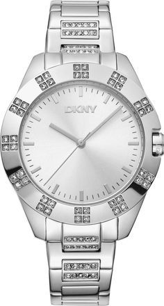 DKNY Women Watch, Silver Color Case, Silver Dial, Stainless Steel Metal Bracelet, 3 Hands, 5 ATM
