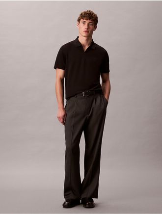 Calvin Klein Mens Tech Pique Zip Polo Shirt - Black - XS