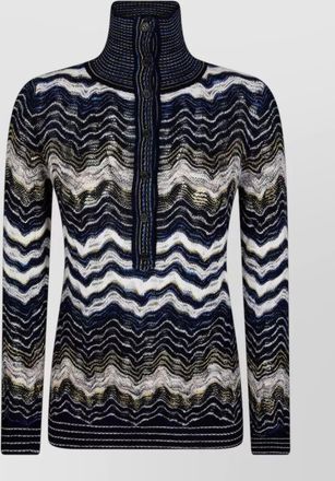 Missoni zigzag knit long sleeve mock neck top