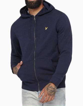 Lyle & Scott Mens Lyle & Scott Mens Hoodies Sweatshirt Long Sleeve Full Zip Winter New Hooded Tops - Navy - Size: 38/Regular