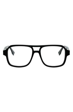 Fendi FF Squared 54mm Square Optical Glasses in Shiny Black at Nordstrom
